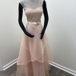 Teri Jon Blush Tulle Evening Ball Gown